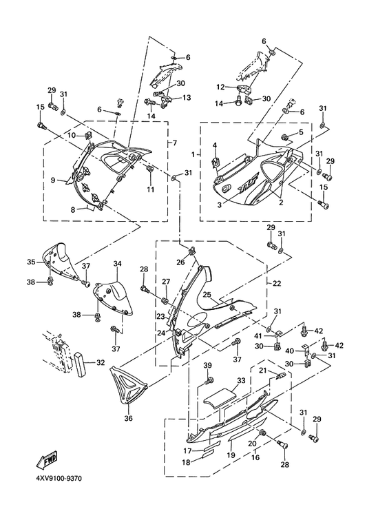 Yamaha 97704-40012 Screw, Tapping — shown on the Cowling 2 parts diagram