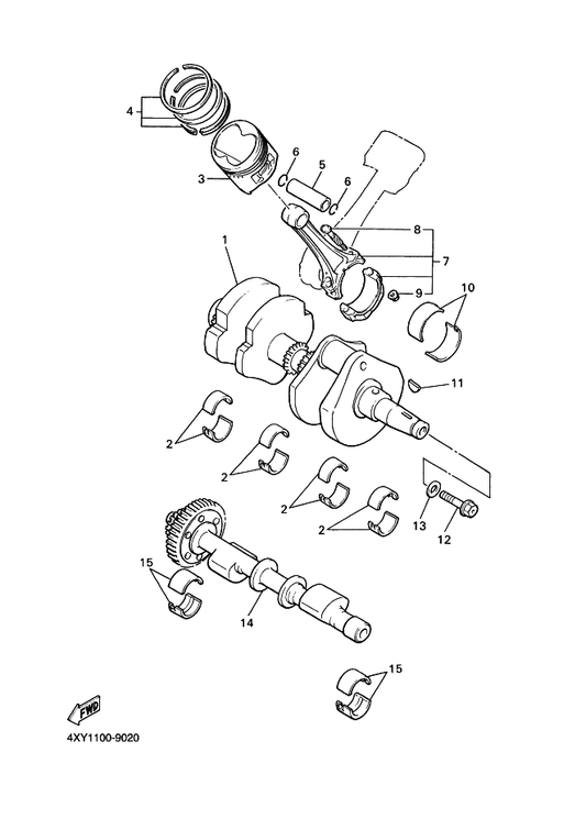 Yamaha 90280-05029 Key, Woodruff — shown on the Crankshaft & Piston parts diagram