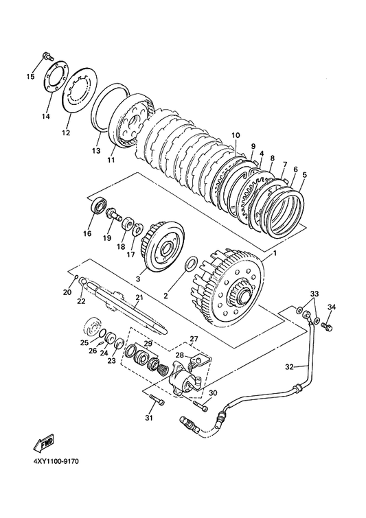 Yamaha 4XY-16371-00 Boss, Clutch — shown on the Clutch parts diagram