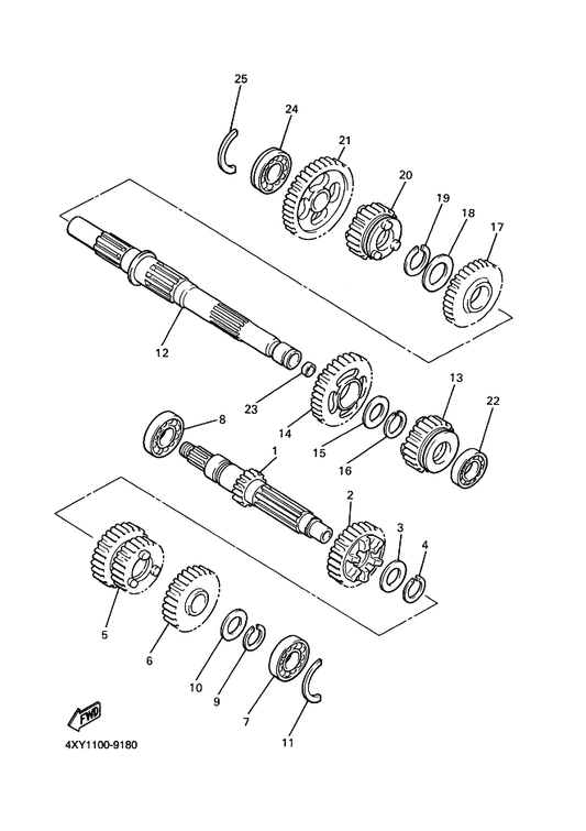 Yamaha 4XY-17221-00 Gear, 2Nd Wheel (31T) — shown on the Transmission parts diagram