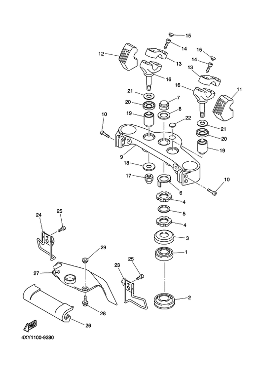 Yamaha 90201-12015 Washer, Plate — shown on the Steering parts diagram