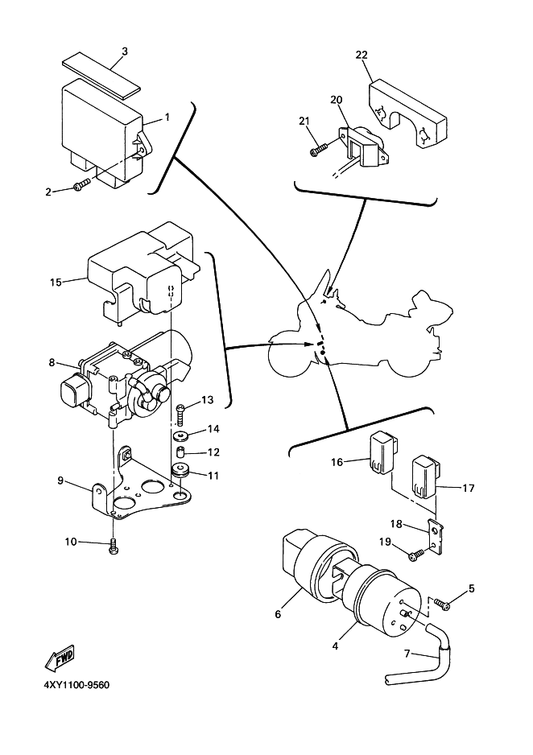 Yamaha 4XY-28321-00 Stay 1 — shown on the Electrical 3 parts diagram