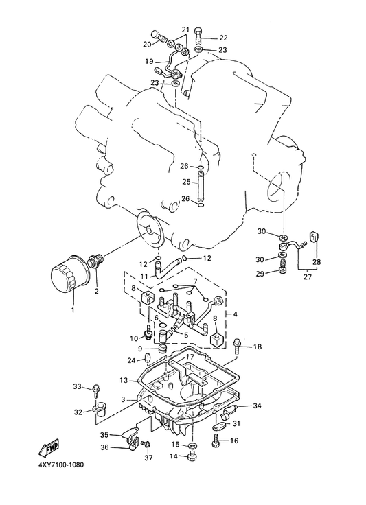 Yamaha 90159-05155 Screw, With Washer — shown on the Oil Cleaner parts diagram