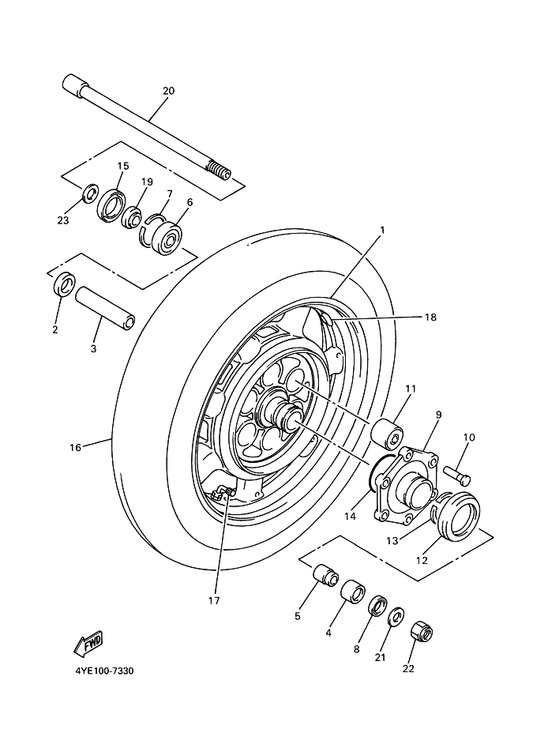 Yamaha 1FK-25364-00 Damper — shown on the Rear Wheel parts diagram