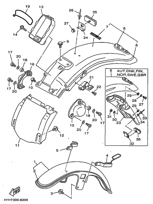 Yamaha 90267-48104 Rivet, Blind — shown on the Fender parts diagram