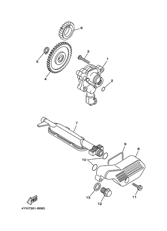 Yamaha 22U-13324-00 Gear, Drive (24T) — shown on the Oil Pump parts diagram