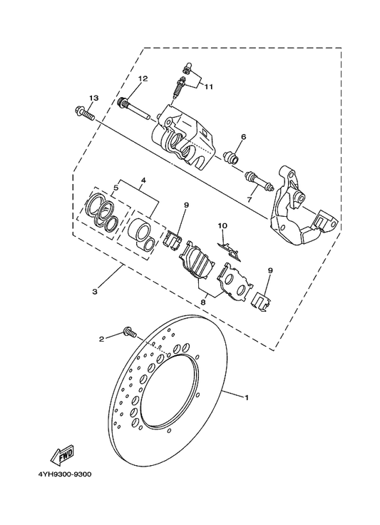 Yamaha 4BP-W0045-00 . Brake Pad Kit — shown on the Front Brake Caliper parts diagram