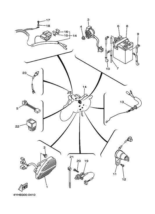 Yamaha 4H7-81980-M0 Diode Assy — shown on the Electrical 1 parts diagram