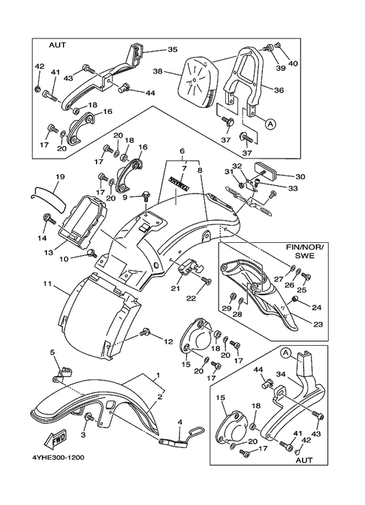 Yamaha 92903-08200 Washer, Plain — shown on the Fender parts diagram