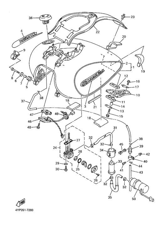Yamaha 90387-06027 Collar — shown on the Fuel Tank parts diagram
