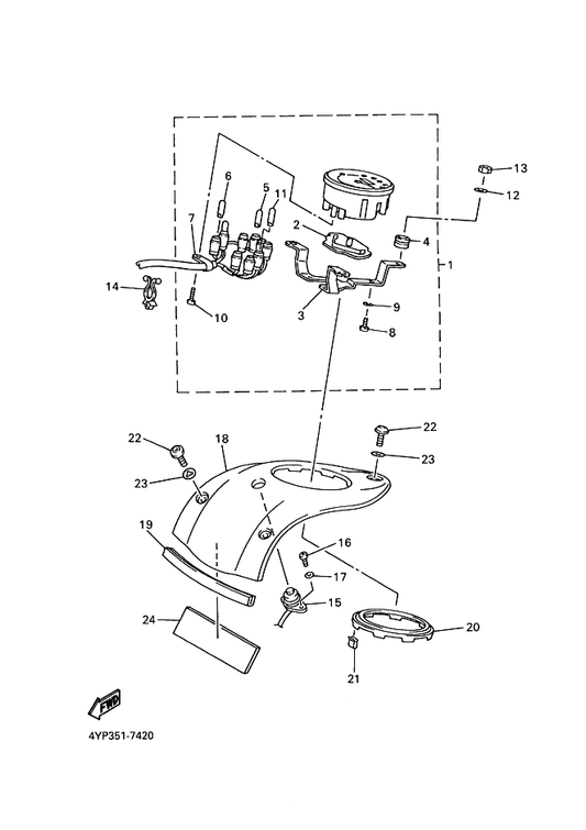 Yamaha 4NK-8357E-00 . Clamp — shown on the Meter parts diagram
