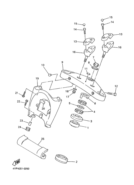 Yamaha 4NK-23441-00 Holder, Handle Upper — shown on the Steering parts diagram
