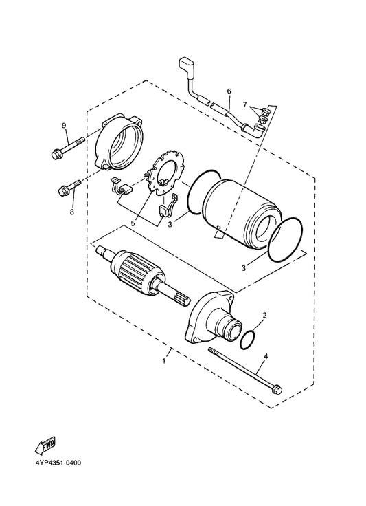Yamaha 4NK-81815-00 Cord, Starter Motor — shown on the Starting Motor parts diagram