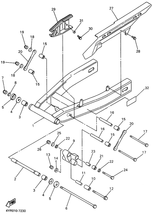 Yamaha 47X-22184-00 Bush — shown on the リヤアーム parts diagram