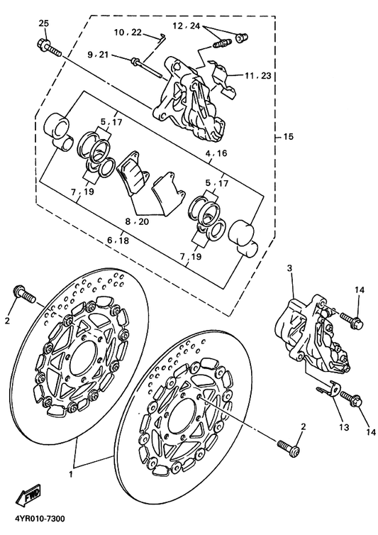 Yamaha 4KG-W0045-10 . ブレーキパツドキツト — shown on the フロントブレーキキヤリパ parts diagram