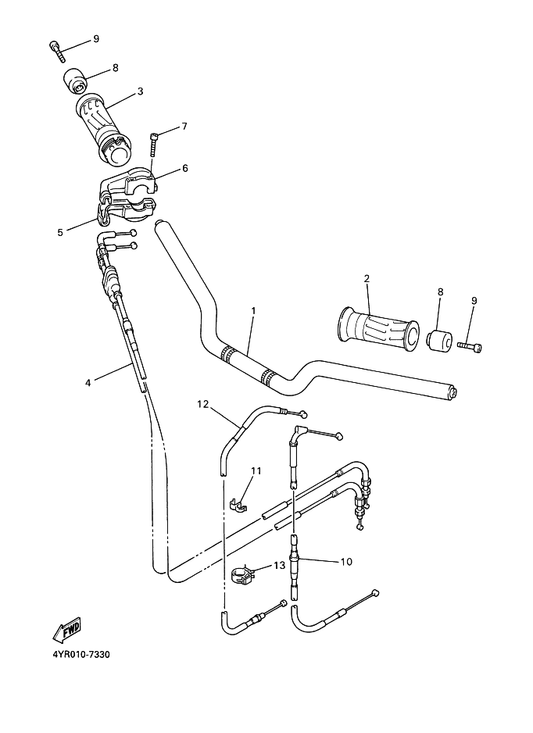 Yamaha 4YR-26246-00 End, Grip — shown on the Steering Handle & Cable parts diagram