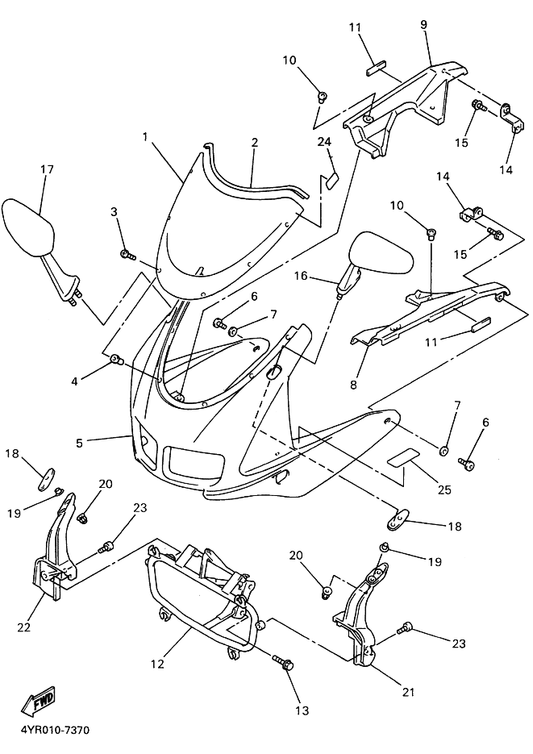 Yamaha 91314-08014 ボルト — shown on the カウリング 1 parts diagram