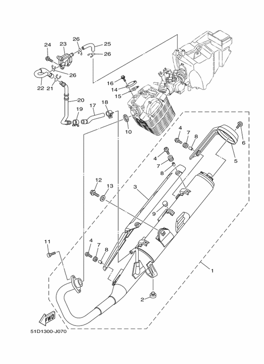 Yamaha 18C-E4799-00 . Cap — shown on the Exhaust parts diagram
