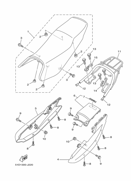 Yamaha 18C-F474L-00 Stay 4 — shown on the Seat parts diagram
