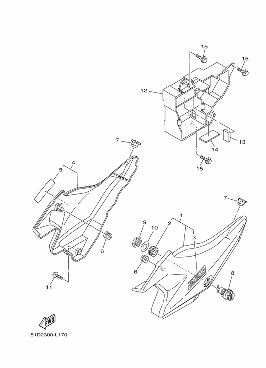 Yamaha 18C-Y2172-10-P0 Cover, Side 2 — shown on the Side Cover parts diagram