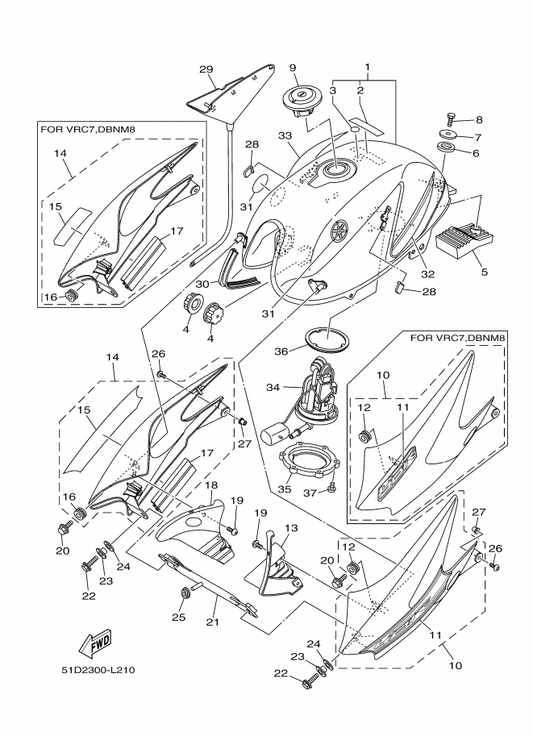 Yamaha 18C-F4188-00 Mold, Fuel Tank — shown on the Fuel Tank parts diagram