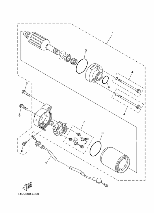 Yamaha 3D9-H1890-00 Motor Assy — shown on the Starting Motor parts diagram