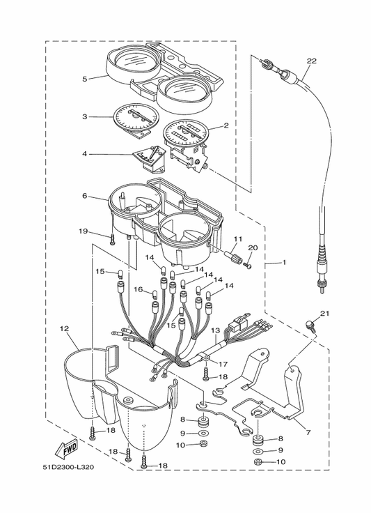 Yamaha 18D-H3559-00 . Cover, Meter — shown on the Meter parts diagram