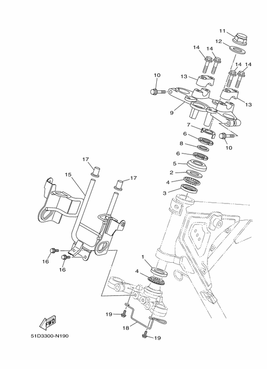 Yamaha 18C-F3174-00 Stay, Headlight — shown on the Steering parts diagram