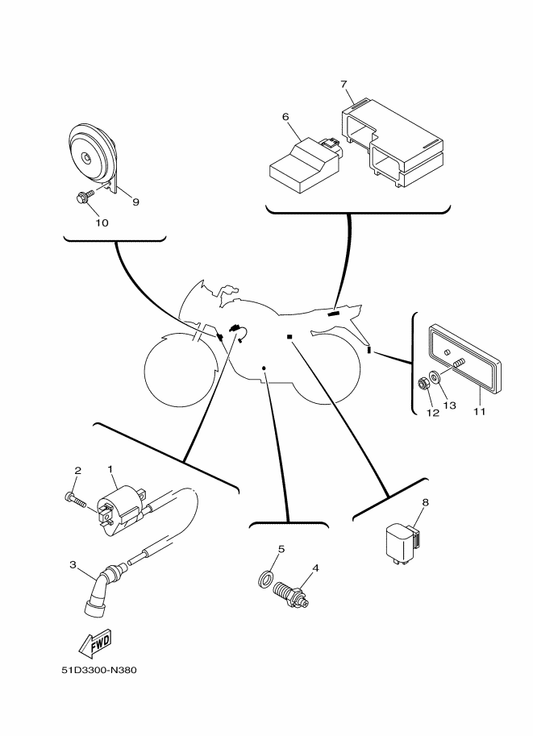 Yamaha 51D-H5546-00 Band — shown on the Electrical 2 parts diagram