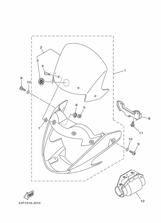 Yamaha 18C-W2835-00-P0 Cowling Assy — shown on the Cowling 1 parts diagram