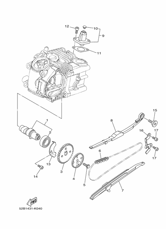 Yamaha 94568-A6090 Chain — shown on the Camshaft & Chain parts diagram