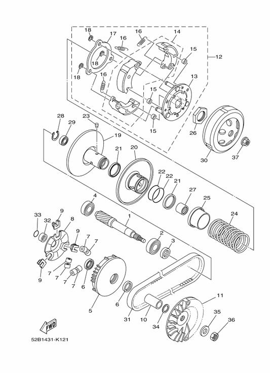 Yamaha 93210-16801 O-Ring — shown on the Clutch parts diagram