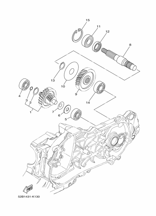 Yamaha 93410-20823 Circlip — shown on the Transmission parts diagram