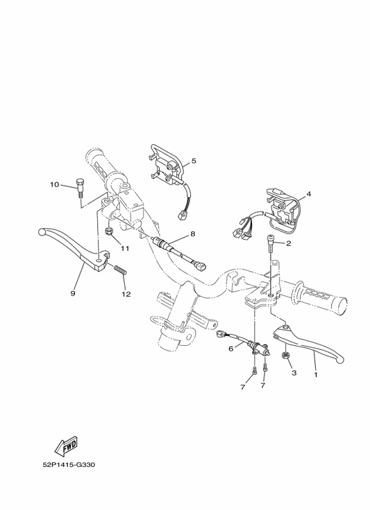 Yamaha 4P7-H3980-01 Front Stop Switch Assy — shown on the Handle Switch & Lever parts diagram