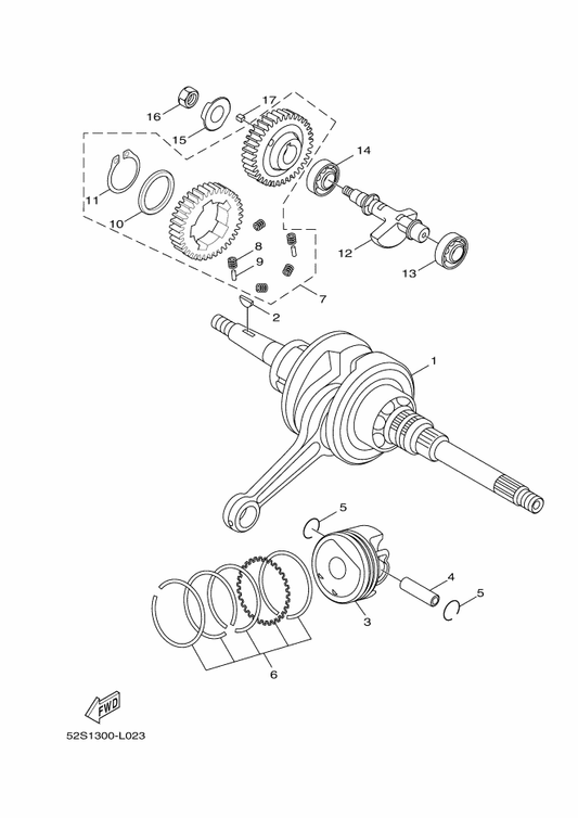 Yamaha 52S-E1454-00 Weight 1 — shown on the Crankshaft & Piston parts diagram