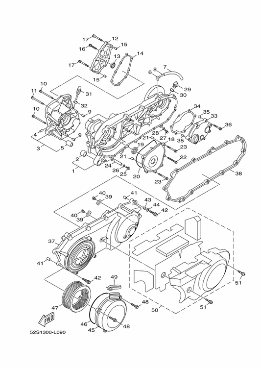 Yamaha 52S-WE512-00 Crankcase 2 — shown on the Crankcase parts diagram