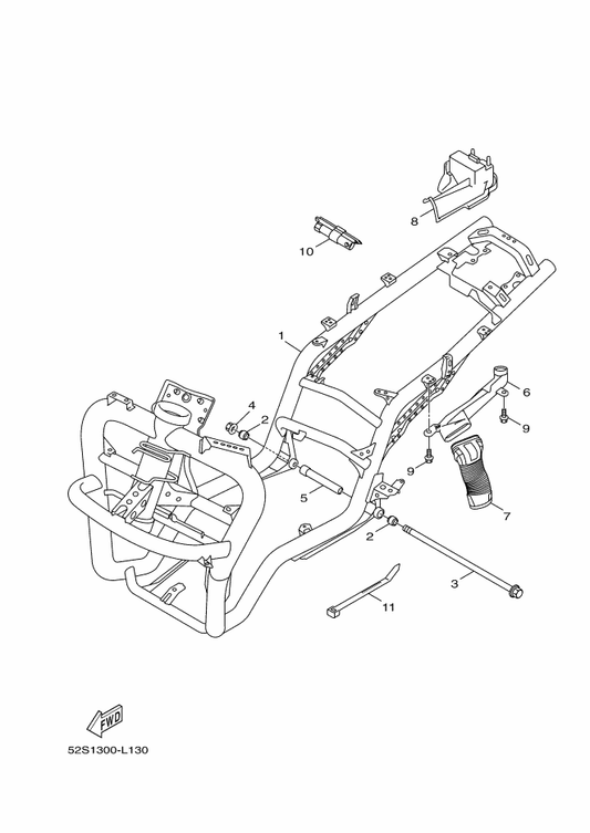 Yamaha 52S-F1110-00-33 Frame Comp. — shown on the Frame parts diagram