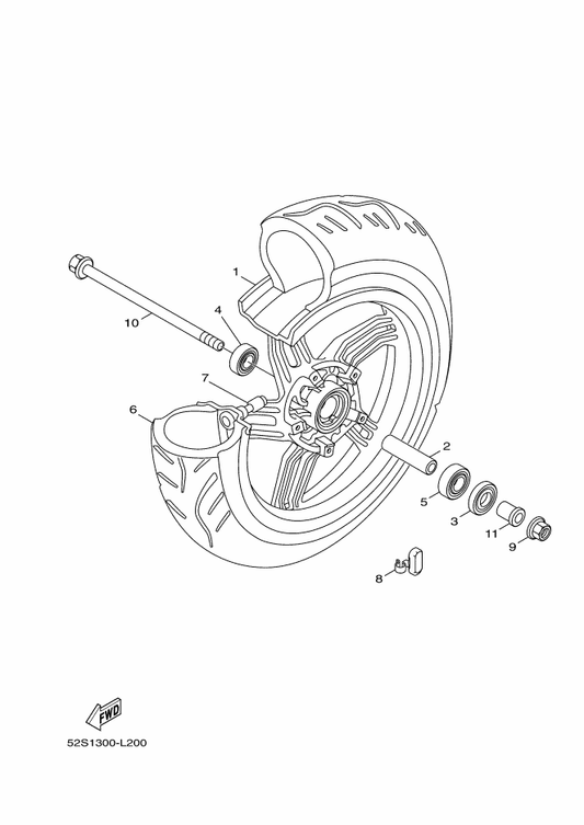 Yamaha 93106-17805 Oil Seal — shown on the Front Wheel parts diagram