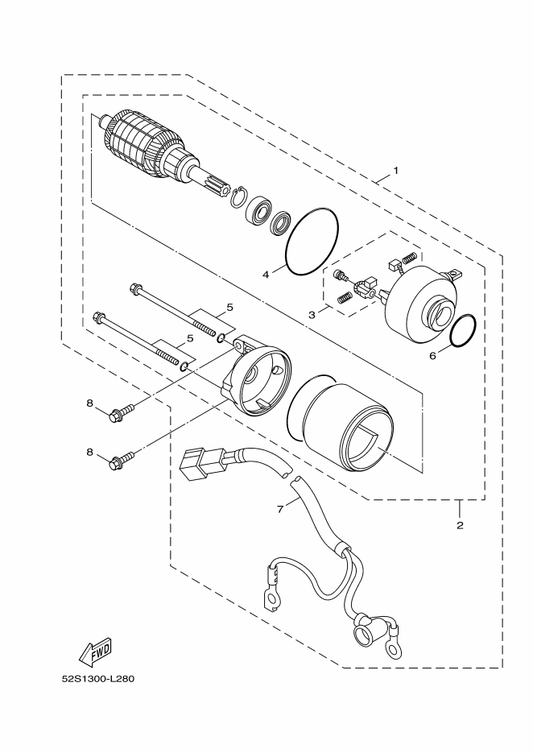 Yamaha 4FP-H1821-00 . . O-Ring — shown on the Starting Motor parts diagram