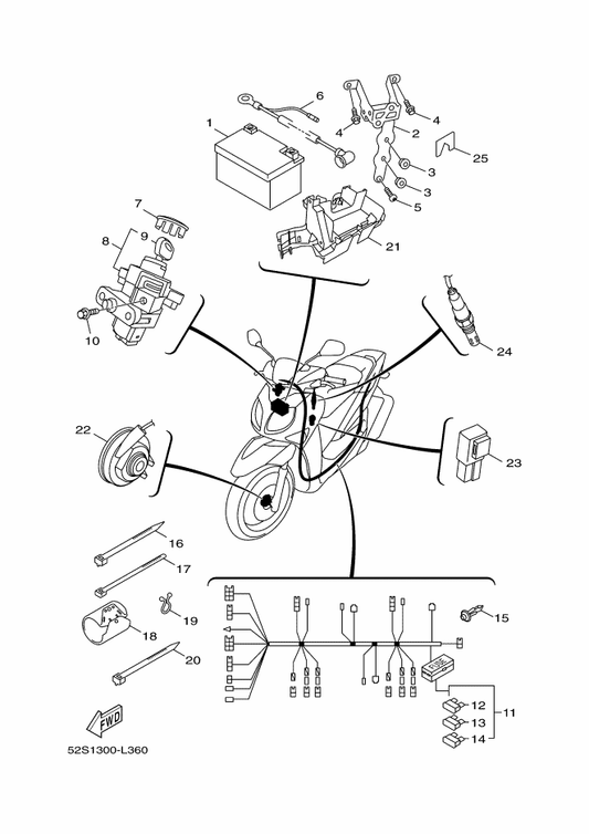 Yamaha 52S-H2590-00 Wire Harness Assy — shown on the Electrical 2 parts diagram