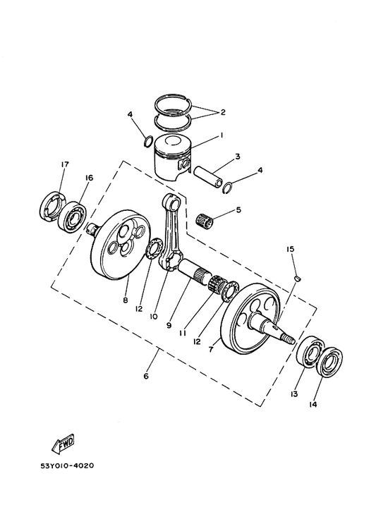Yamaha 214-11633-00 ピン,ピストン — shown on the クランクシヤフト. ピストン parts diagram