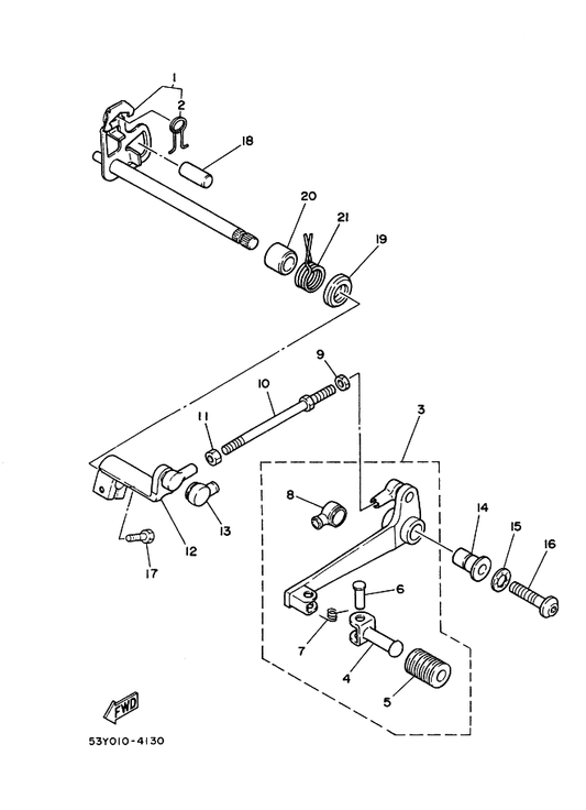 Yamaha 90508-10514 . スプリング,トーシヨン — shown on the シフトシヤフト parts diagram