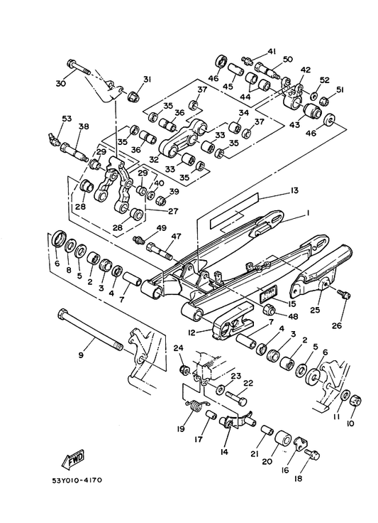 Yamaha 90384-18157 . Bush, Bimetal Formed — shown on the リヤアーム parts diagram