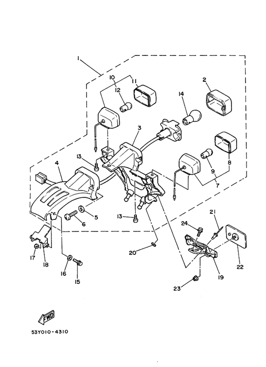 Yamaha 2T4-83312-00 . . レンズ,フラツシヤ — shown on the テールライト parts diagram
