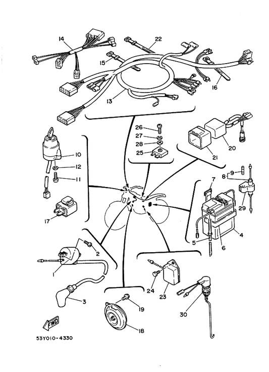 Yamaha 38A-83350-10 Flasher Relay Assy — shown on the エレクトリカル 1 parts diagram