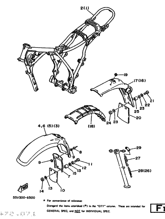 Yamaha 30X-21511-00 Fender, Front — shown on the Alternate For Chassis parts diagram
