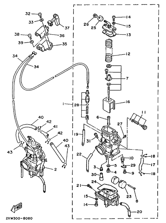 Yamaha 5Y1-14197-00 . Pipe — shown on the Carburetor parts diagram