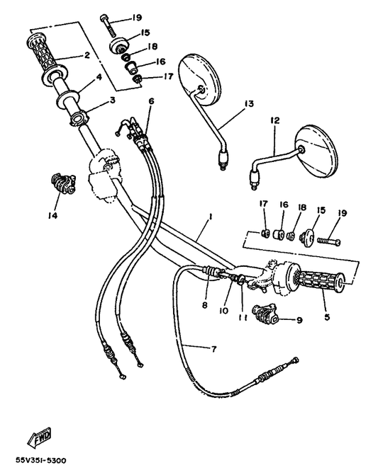 Yamaha 30X-26335-01 Cable, Clutch — shown on the Steering Handle & Cable parts diagram