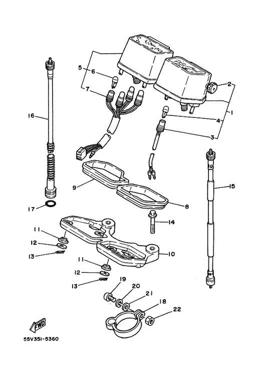 Yamaha 5Y1-83513-00 Damper — shown on the Meter parts diagram