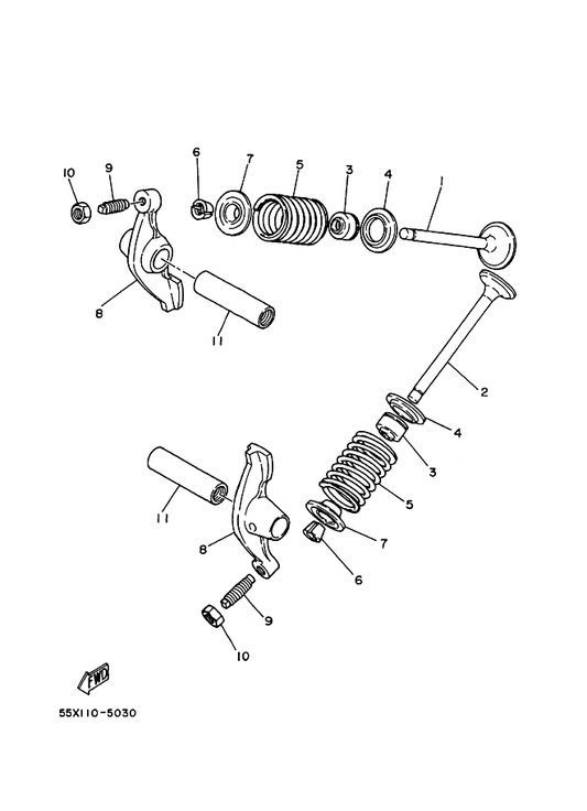 Yamaha 2D3-12111-00 Valve, Intake — shown on the Valve parts diagram